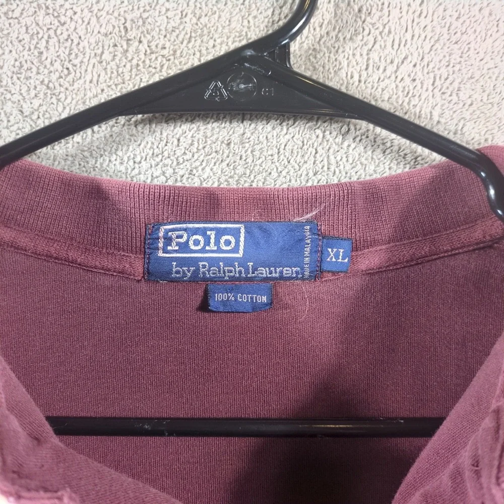 Polo Ralph Lauren Mens XL Burgundy Maroon Short Sleeve‎ Pique Polo Shirt